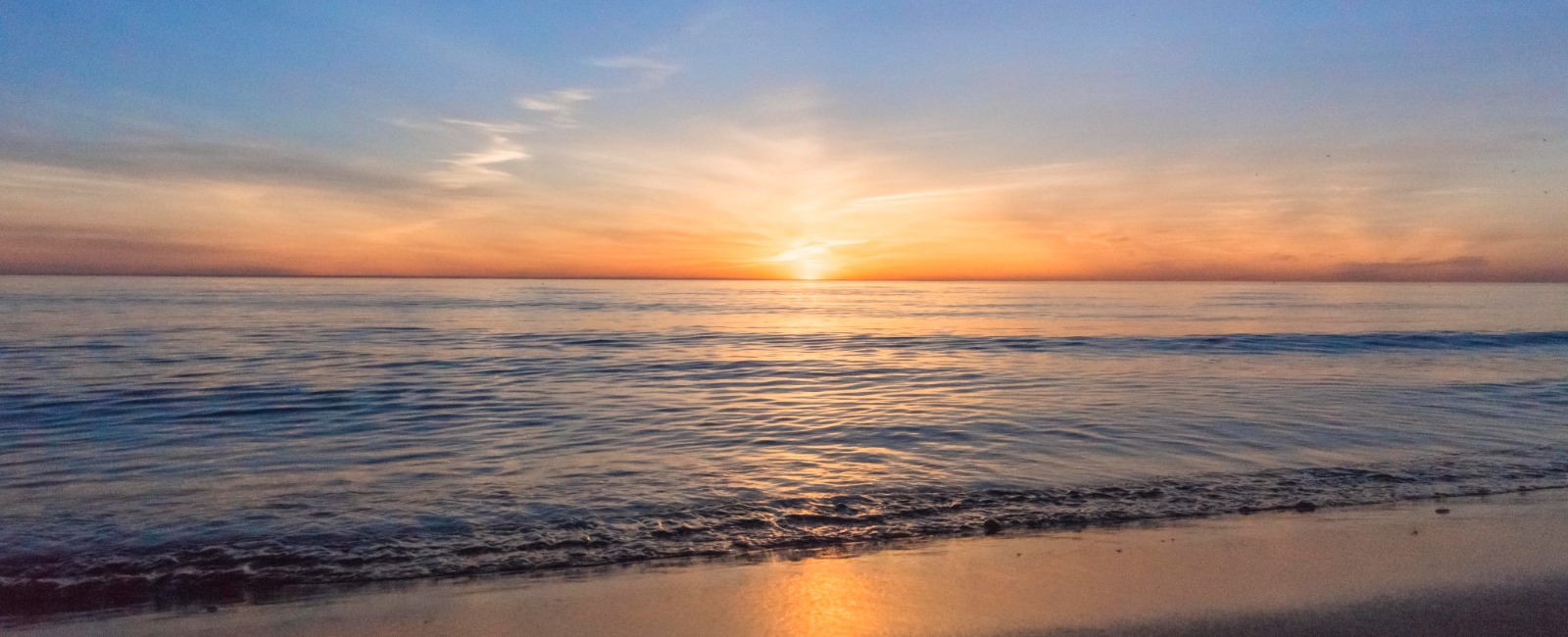 Sauble Beach shoreline on Lake Huron at sunset